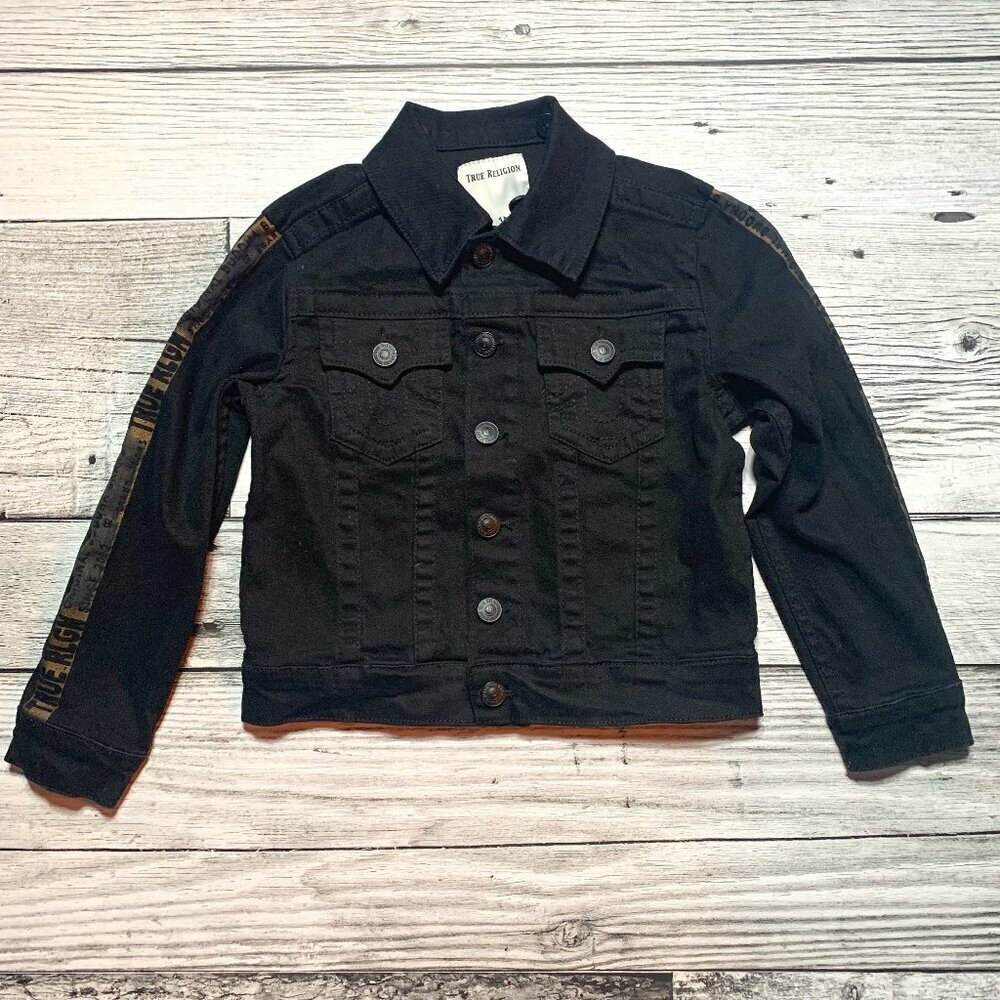 True Religion Black Jean Jacket with Removable Hood